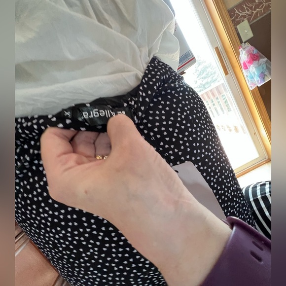 Allegra black w/ tiny hearts covering skirt w/ 4-5” ruffle flouncing hem. - Picture 6 of 12